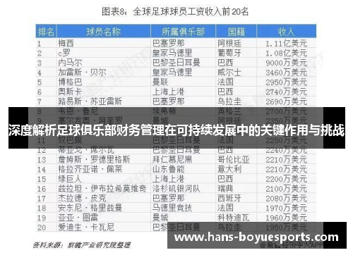 深度解析足球俱乐部财务管理在可持续发展中的关键作用与挑战